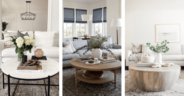 Round coffee table decor ideas