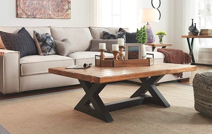 Wooden coffee table decor