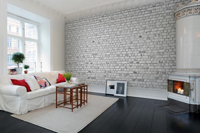 White brick wall decor