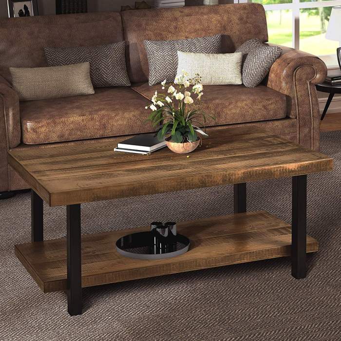 Wooden coffee table decor