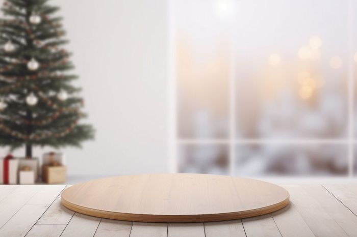 Wooden christmas tree table decor