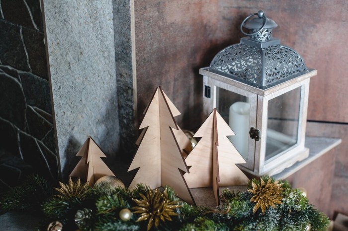 Wooden christmas tree table decor